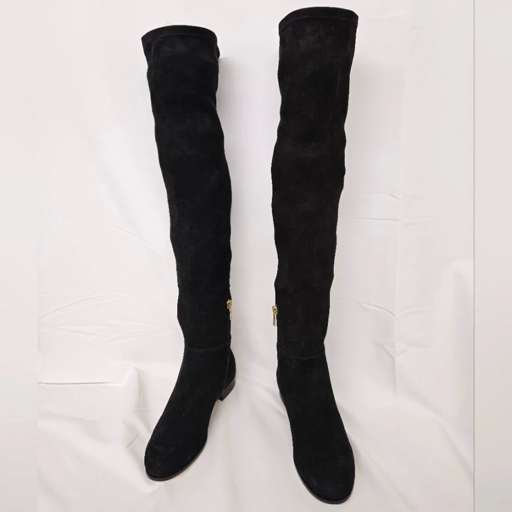 Jimmy Choo London Myren Over The Knee Boots In Black Stretch Suede Sz 6.5 / 36.5